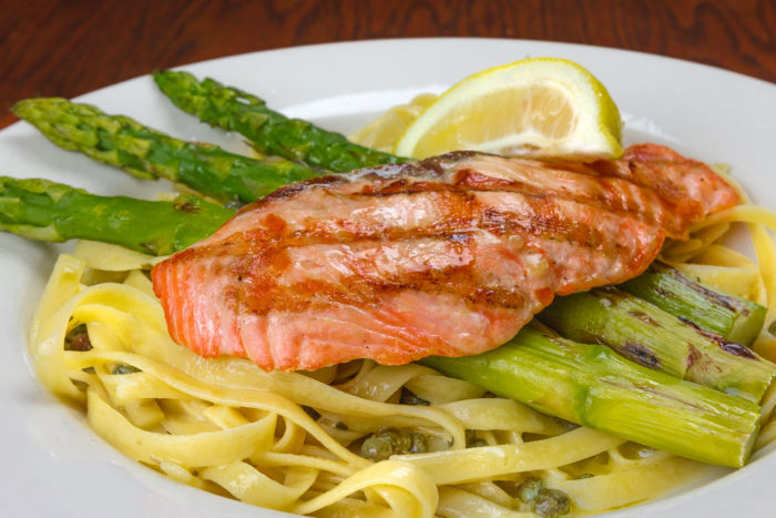 Salmon Pasta - broiled, grilled or parmesan-crusted, broccoli or ...
